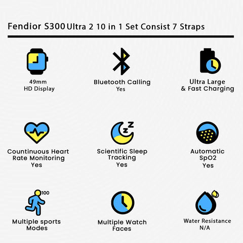 Fendior S300 Ultra 2 7 Straps Smart Watch